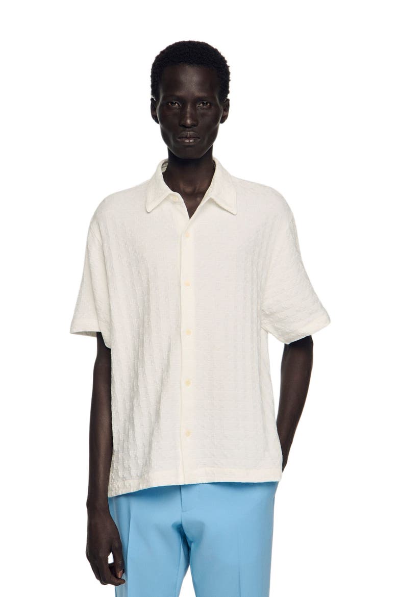 Square Cross cotton jacquard shirt, Main, color, White