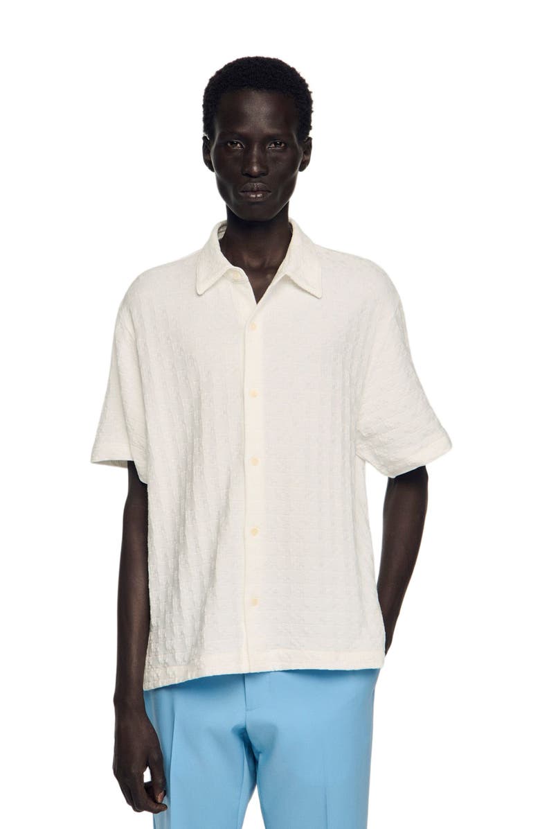 SANDRO Square Cross cotton jacquard shirt, Main, color, White