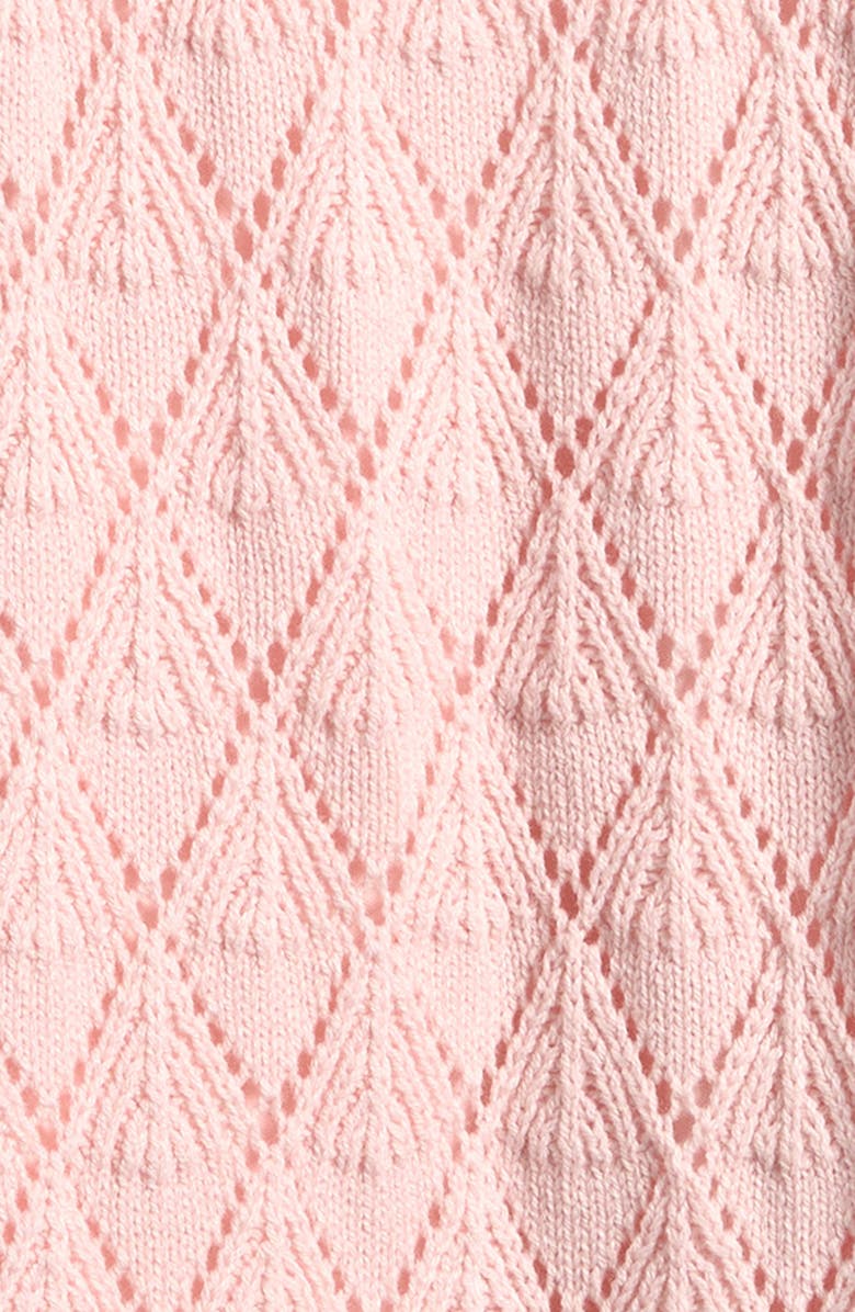 Freshman Kids' Flutter Sleeve Cotton Blend Pointelle Knit Dress, Alternate, color, Light Pink