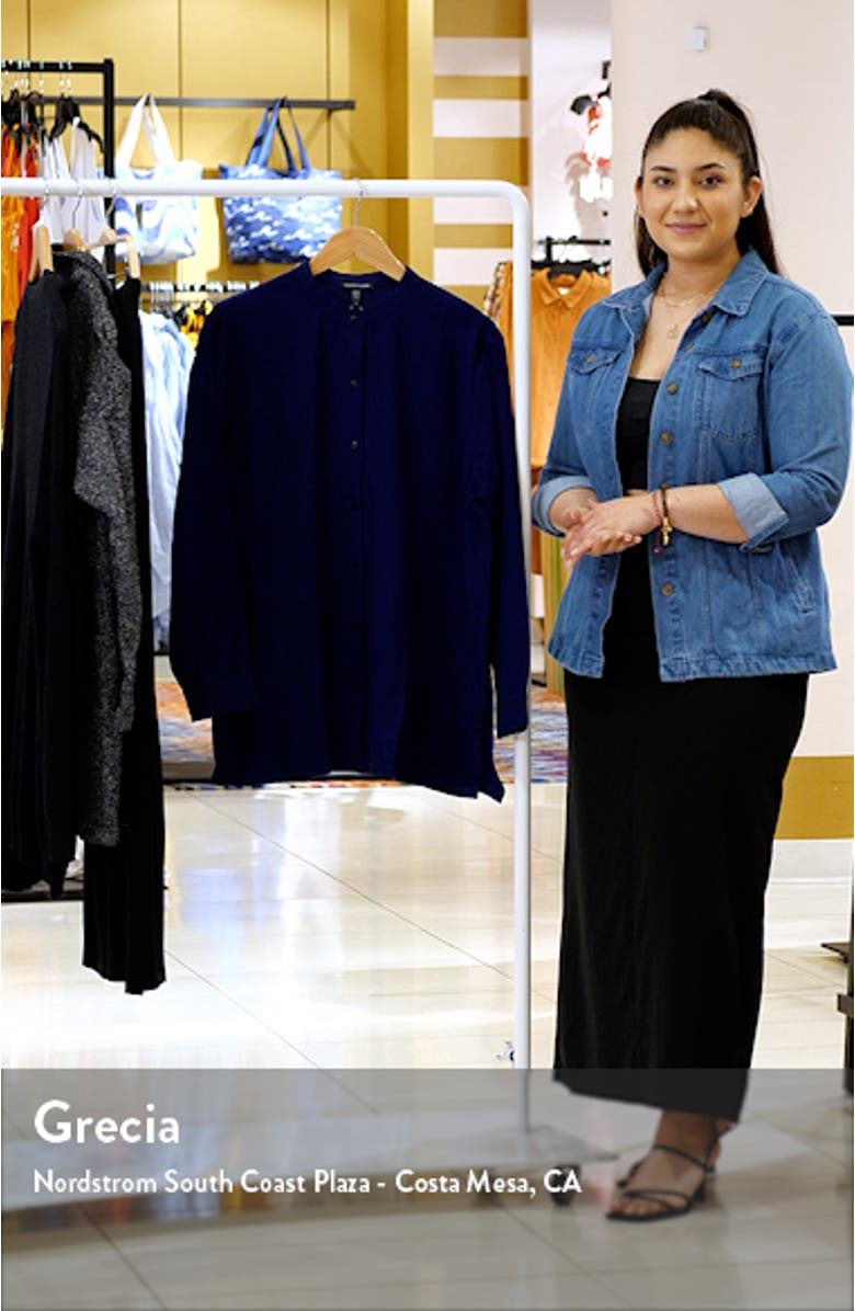 Oversize Band Collar Button-Up Shirt, sales video thumbnail