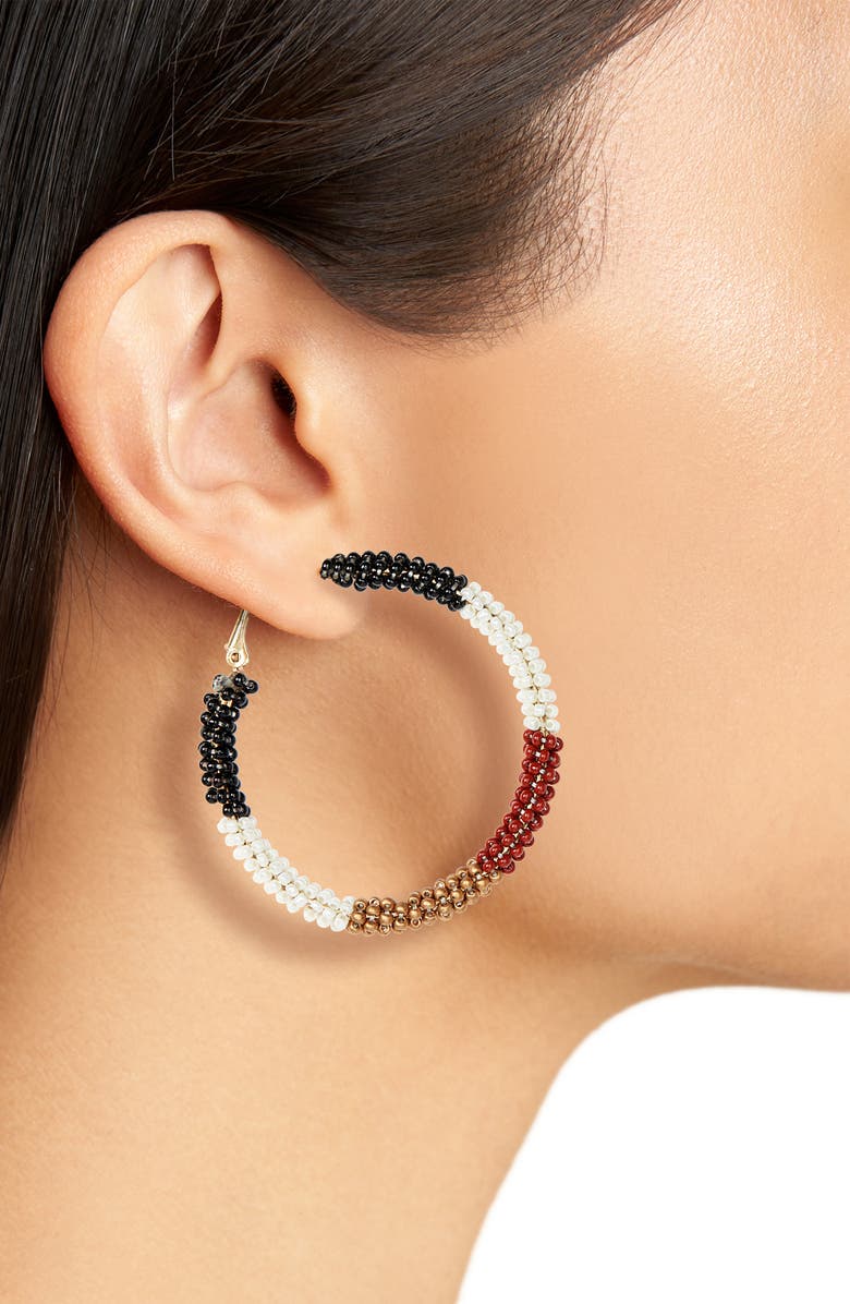 BP. Beaded Hoop Earrings, Alternate, color,