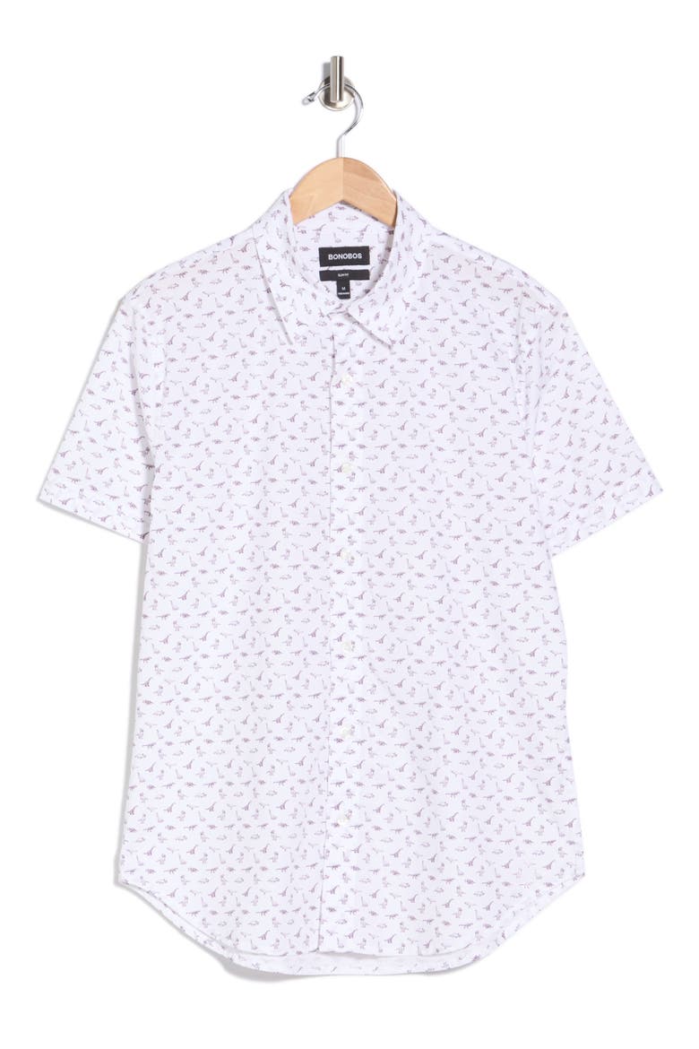 Slim Fit Stretch Cotton Poplin Button-Up Shirt, Main, color, DINO X-RAY V5 C4