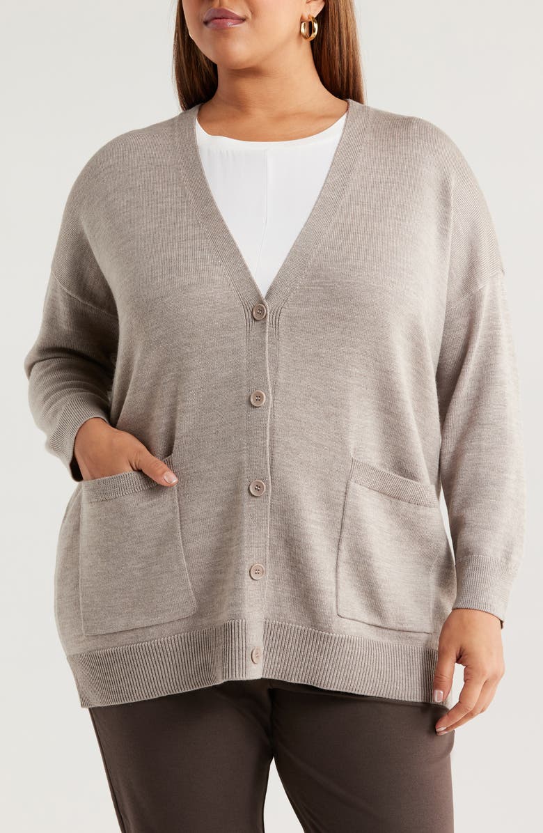 Eileen Fisher V-Neck Wool Cardigan, Alternate, color, 