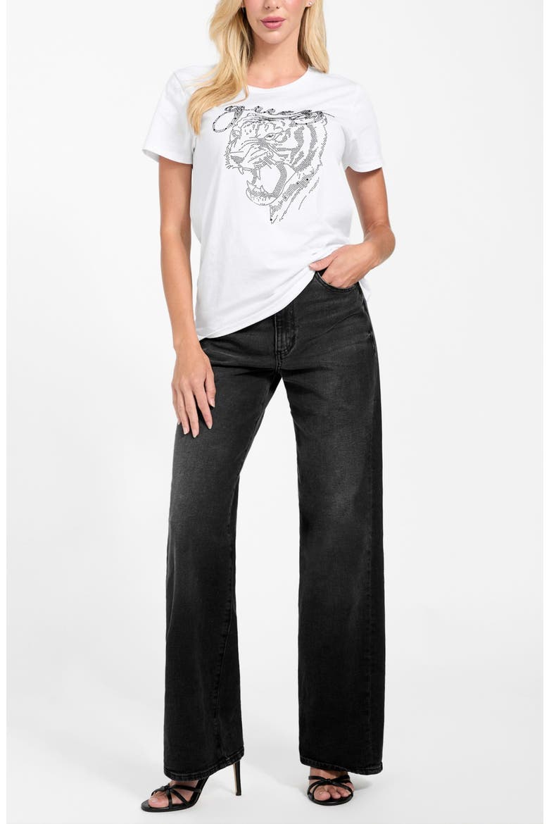 Embellished Tiger Face Organic Cotton T-Shirt, Alternate, color, WHITE