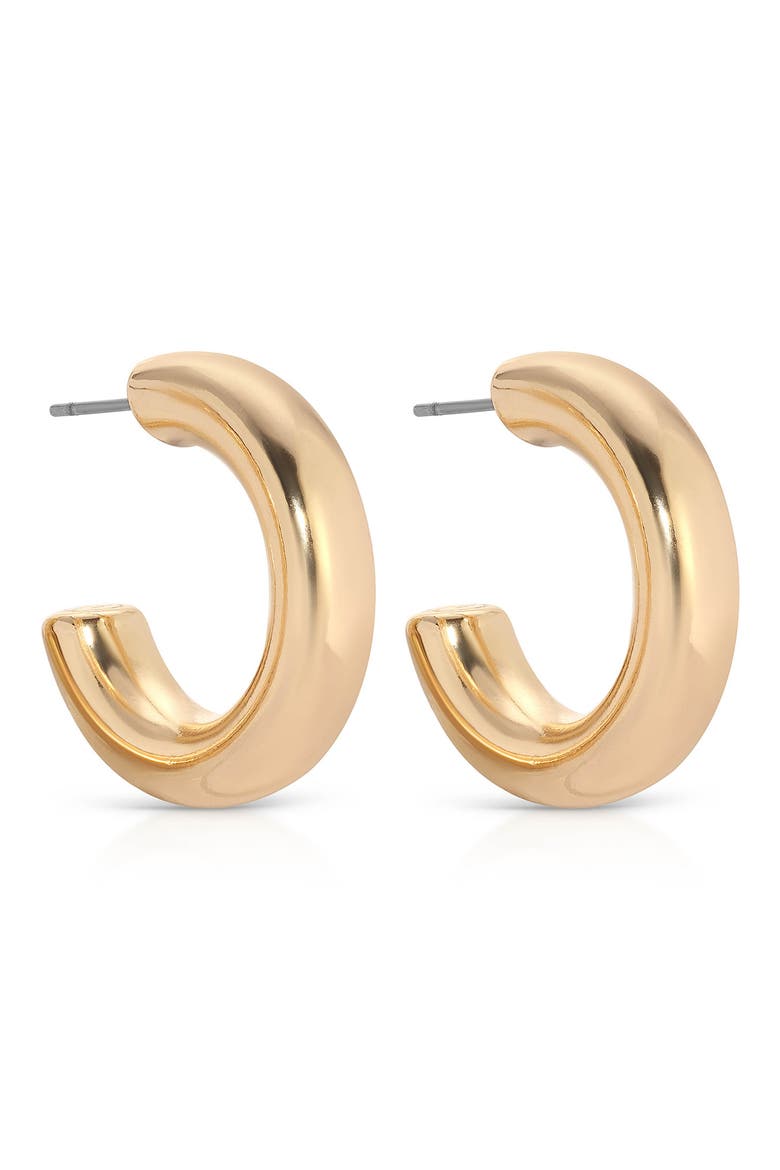Small Thick Classic Hoop Earrings, Alternate, color, GOLD