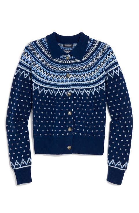 Fair Isle Polo Cardigan