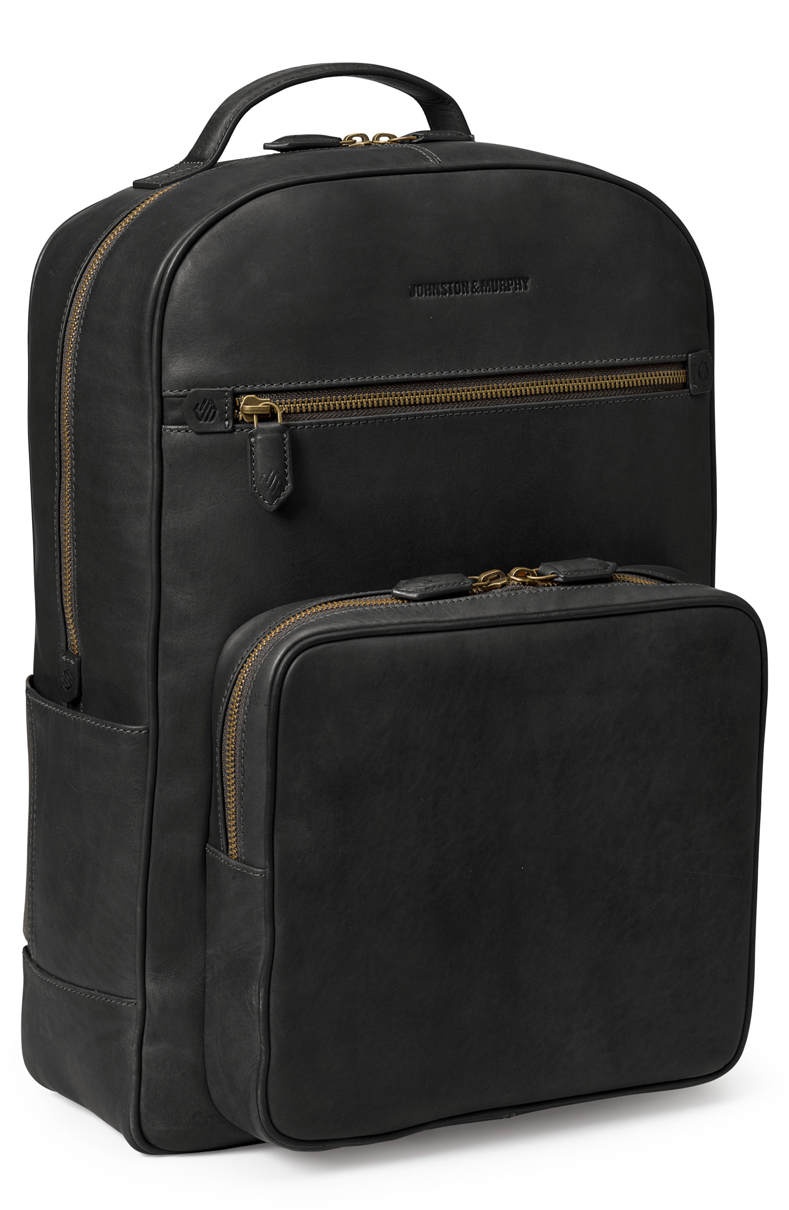 Johnston 
Murphy Rhodes Leather Backpack, Main, color, Black