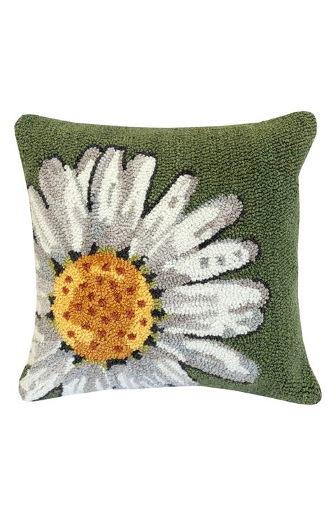 Happy Daisy Fern Throw Pillow