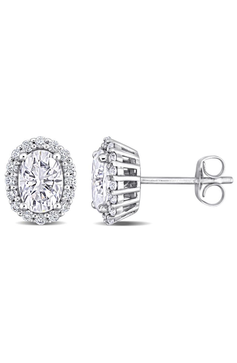 Julianna B. Moissanite Oval Halo Earrings 10k, Main, color, 10K White Gold
