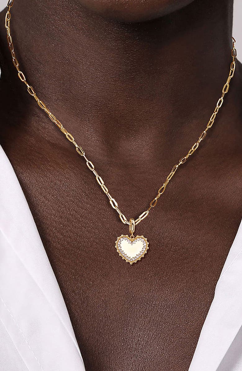 Gabriel & Co. Bujukan Diamond Heart Pendant, Alternate, color, Gold