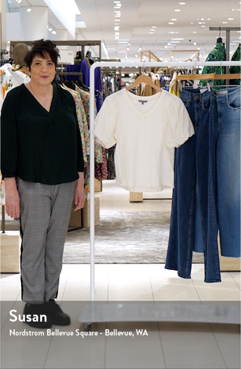 Embroidered Puff Sleeve V-Neck Top, sales video thumbnail