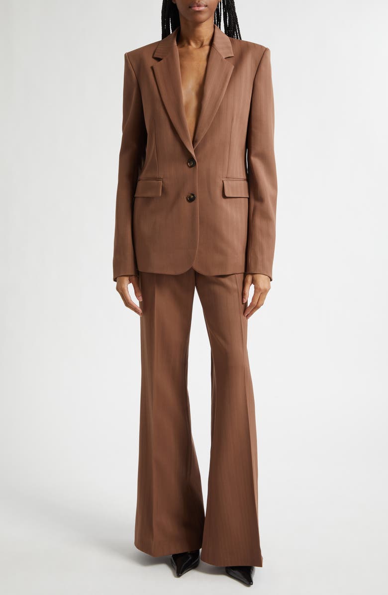 Stella McCartney Regular Fit Stripe Wool Jacket, Alternate, color, Sienna