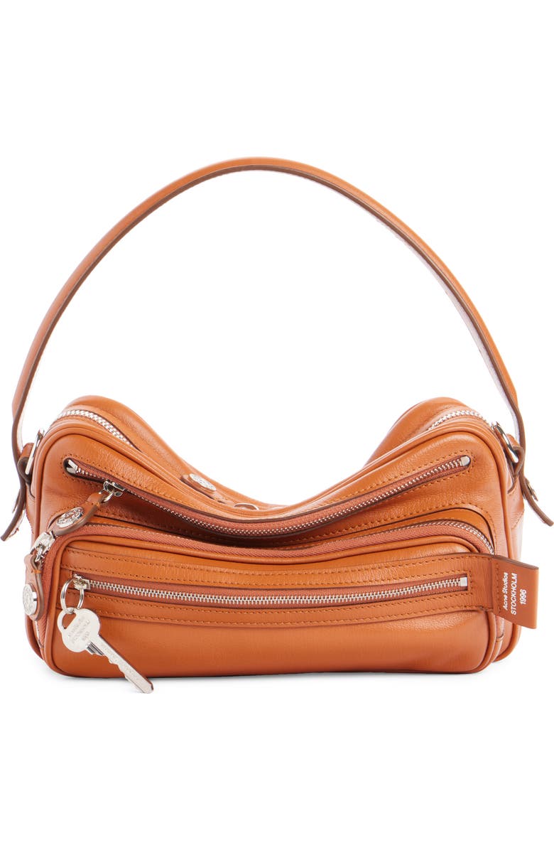 Acne Studios Small Camero Leather Shoulder Bag, Alternate, color, Cognac Brown