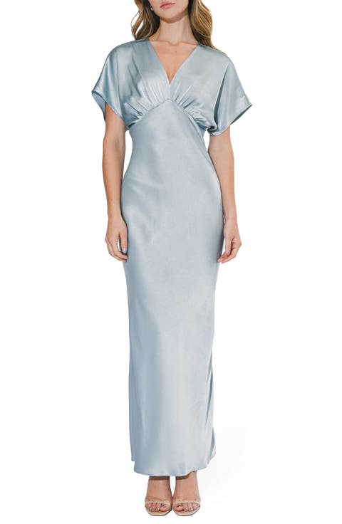 Dolman Sleeve Satin Cocktail Dress