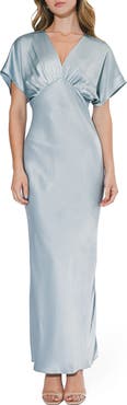 Adelyn Rae Dolman Sleeve Satin Cocktail Dress