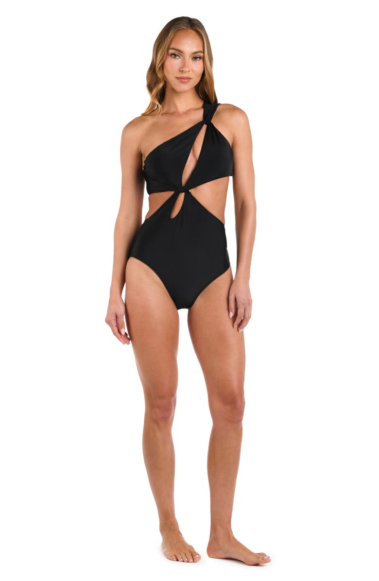 L'AGENCE Camilla Cutout One-Shoulder One-Piece Swimsuit, Alternate, color, Black