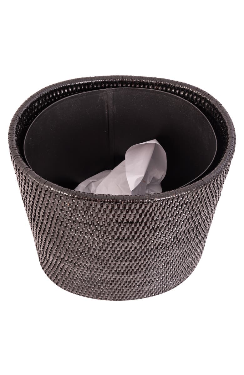 Artifacts Trading Company<sup>™</sup> Artifacts Rattan Oval Waste Basket with Metal Liner, Alternate, color, Tudor Black