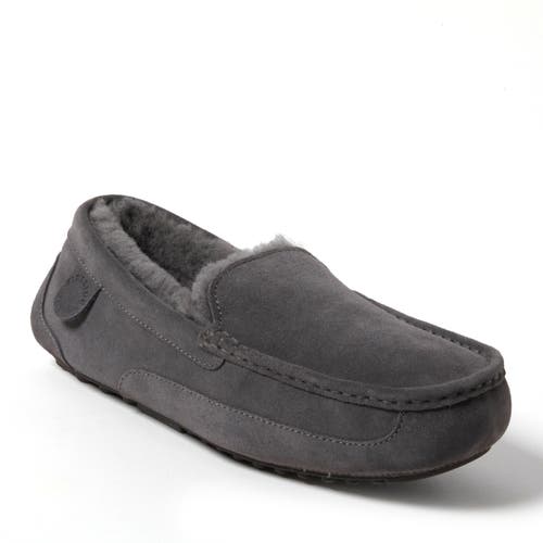 DEARFOAMS Fireside Melbourne Genuine Shearling Moccasin Slipper in Grey Solid 