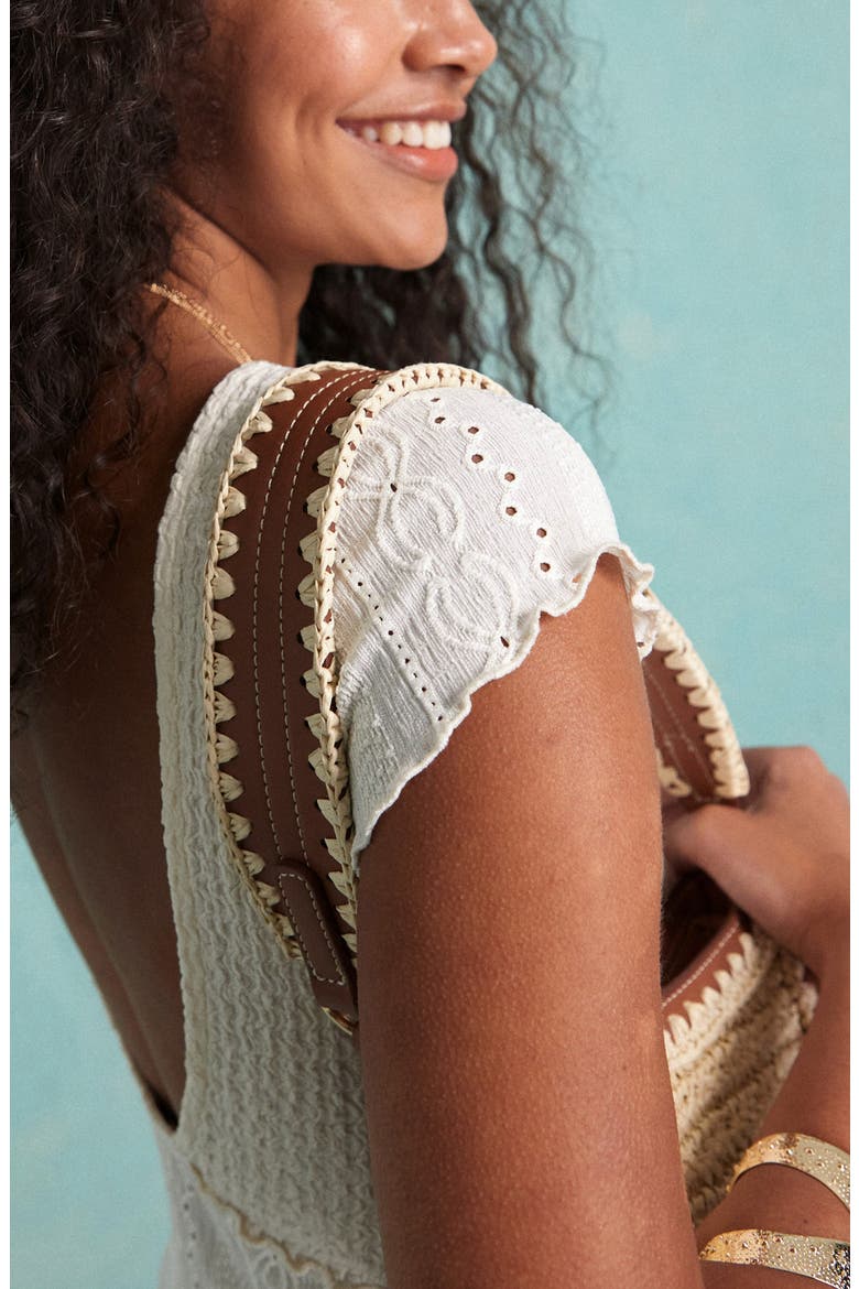 Embroidered Scoop Back Midi Dress, Alternate, color, IVORY