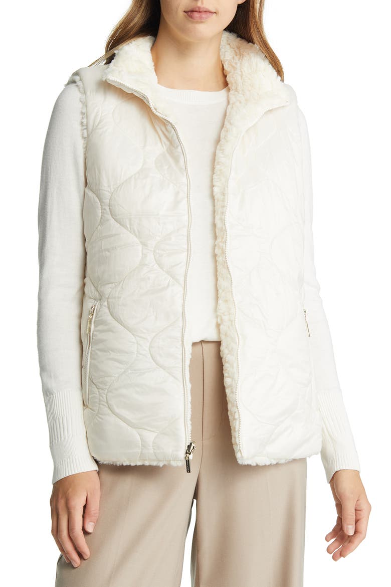 Reversible Water Resistant Vest with Removable Hood, Alternate, color, CREAM