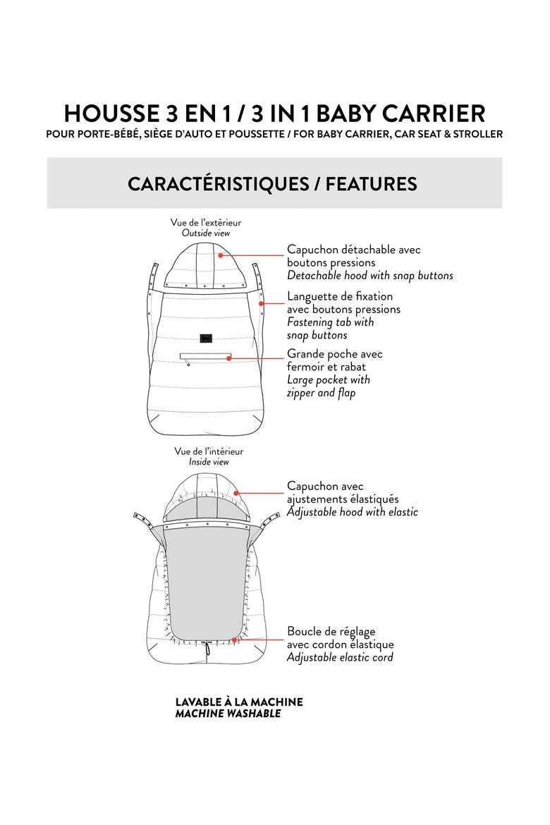 Gender Inclusive 3-In-1 Multifunction Cover for Car Seat, Stroller, and Carrier, Alternate, color, Chanterelle