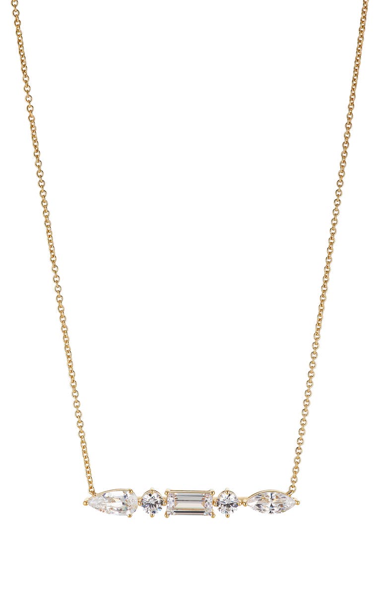 Nadri Cubic Zirconia Bar Pendant Necklace, Main, color,