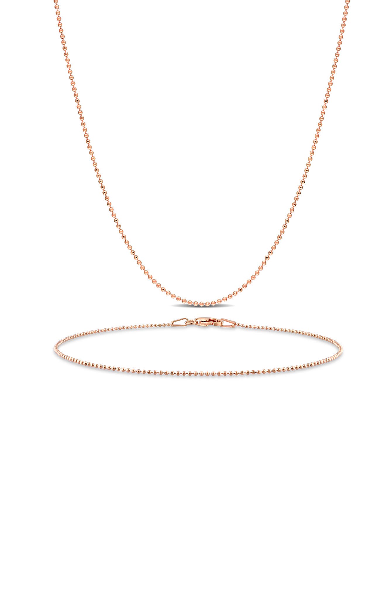 1mm Ball Chain Necklace & Anklet Set