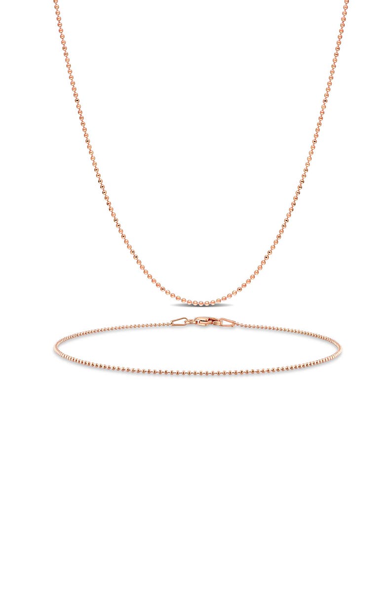 DELMAR 1mm Ball Chain Necklace & Anklet Set, Main, color,