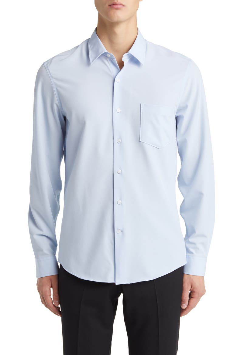 Solid Button-Up Shirt, Main, color, BLUE SKYWAY