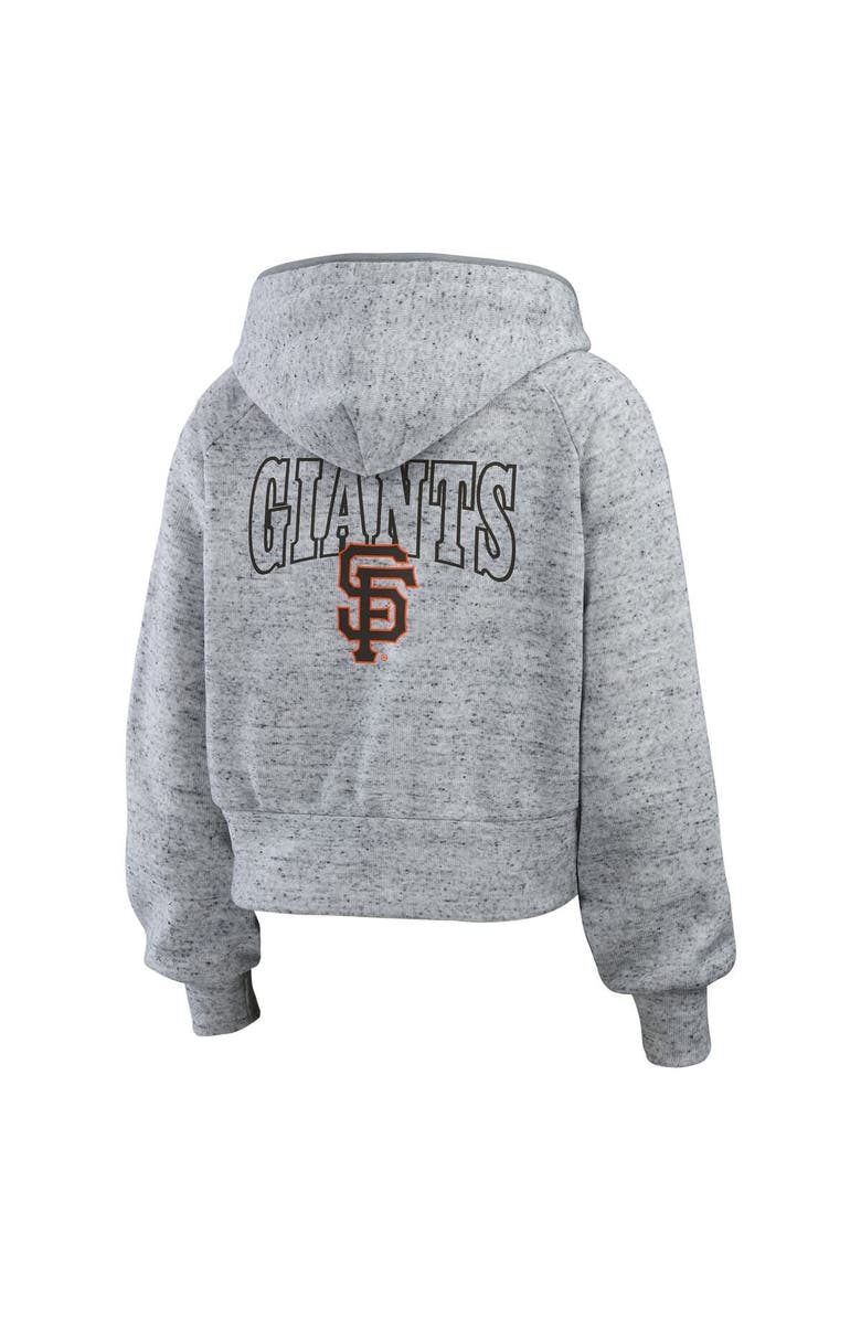 WEAR by Erin Andrews Women's WEAR by Erin Andrews  Heather Gray San Francisco Giants Speckled Fleece Cropped Full-Zip Hoodie, Alternate, color, 