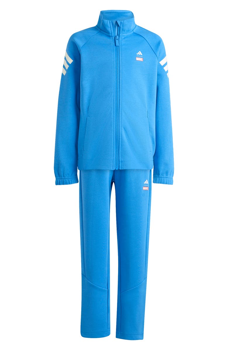 adidas Originals x Kids' Marvel Avengers Track Jacket & Pants Set, Main, color, Ray Blue/ Off White