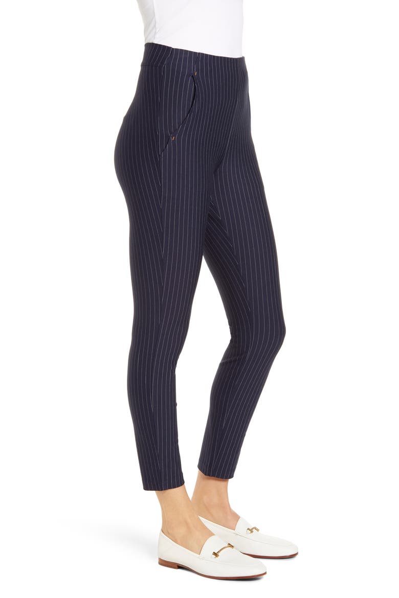Pinstripe Ponte Skimmer Leggings, Alternate, color, NAVY
