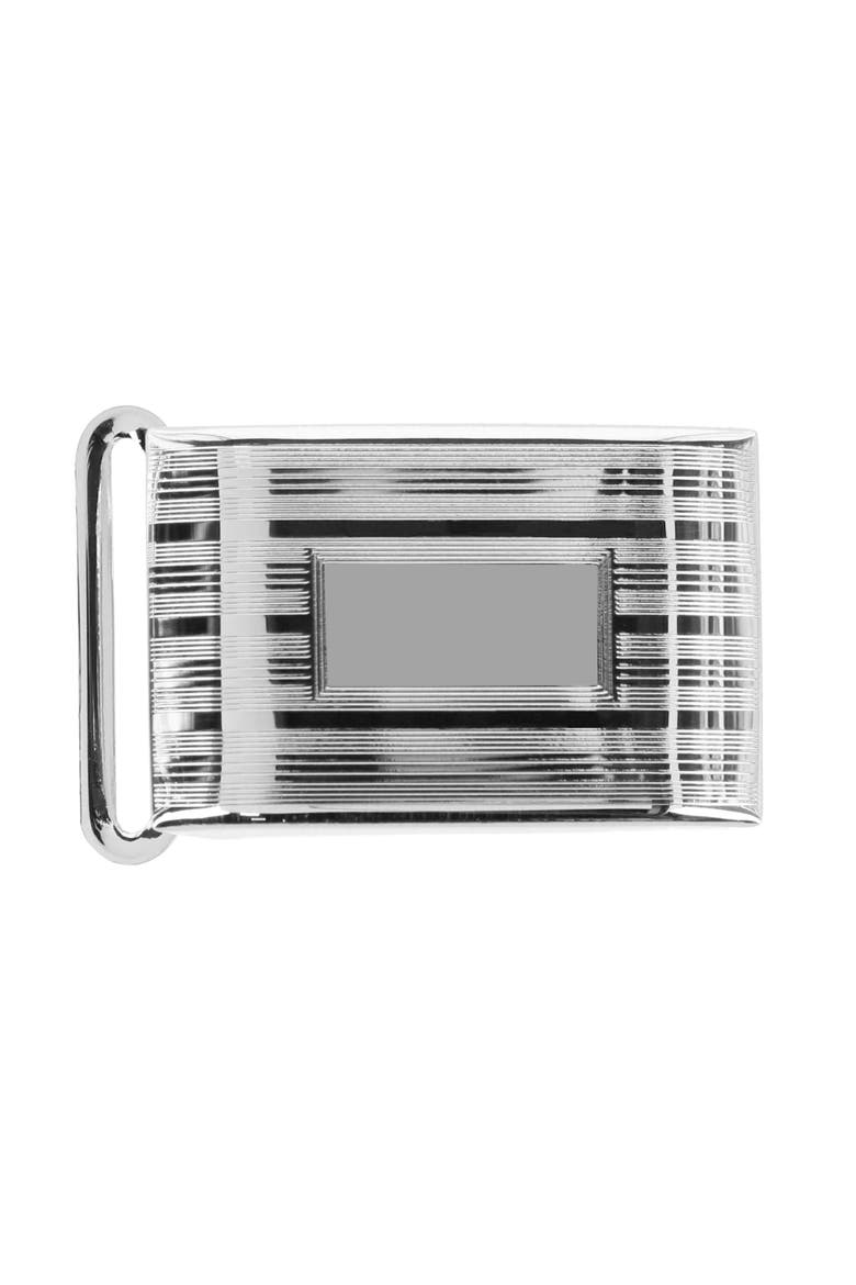 25mm Engine Turned Engraved Compression Belt Buckle w Small Loop, Main, color, Silver