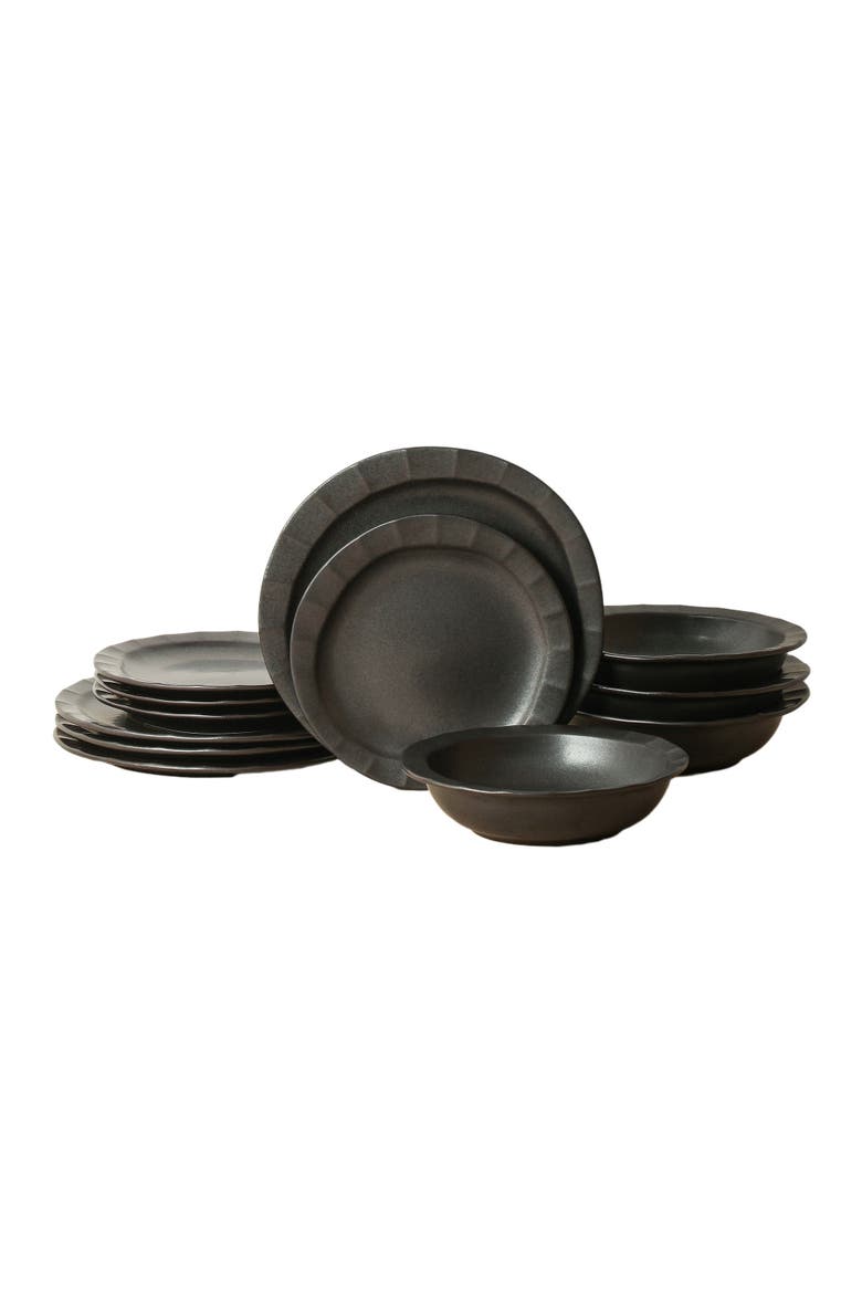 Oasis Stoneware 24-Piece Dinnerware Set, Alternate, color, Black
