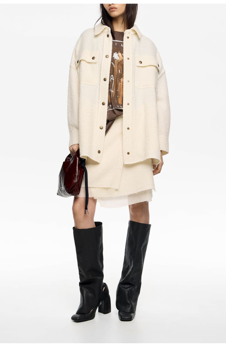 Bimba y Lola Off- Wool Wrap Mini Skirt, Alternate, color, Off White