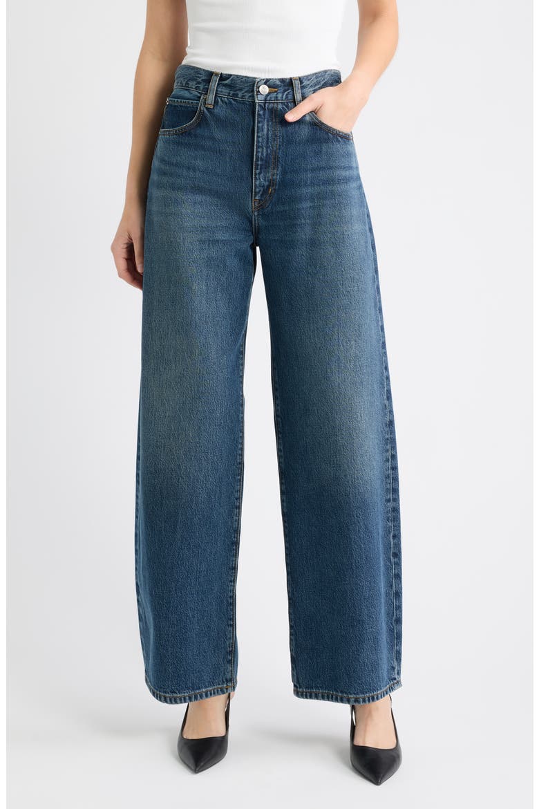 The Bow High Waist Barrel Jeans, Main, color, BOT