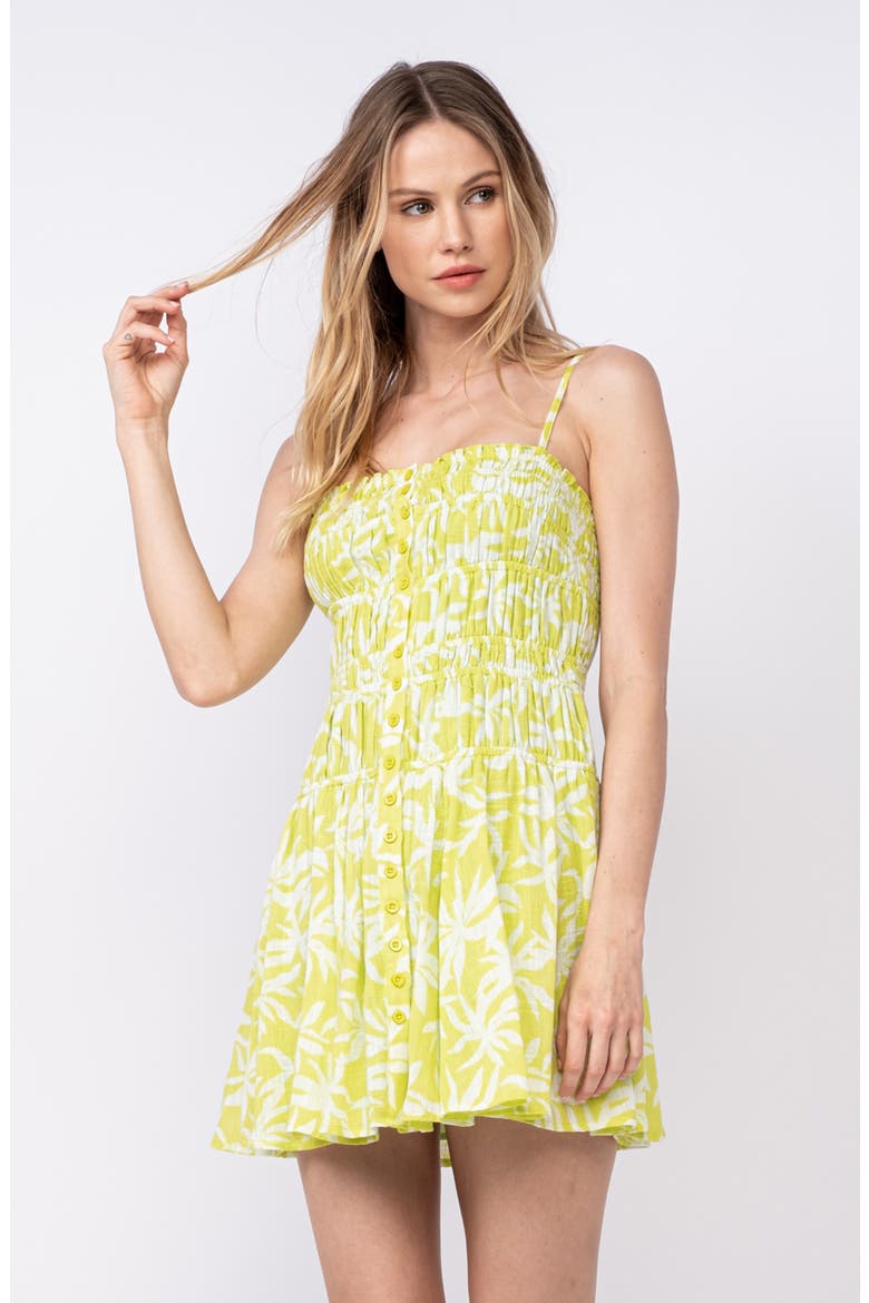 Cotton Smocked Minidress, Alternate, color, LIGHT GREEN