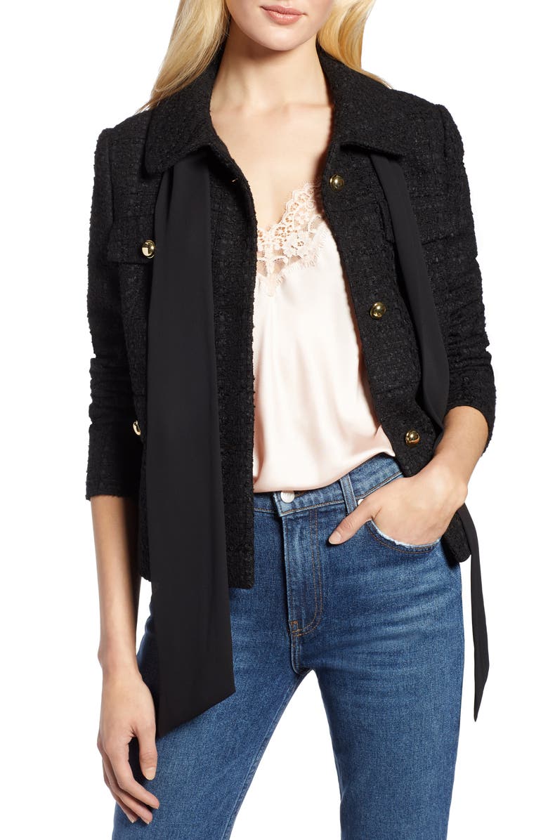 Halogen<sup>®</sup> x Atlantic-Pacific Bow Detail Tweed Jacket, Alternate, color, 