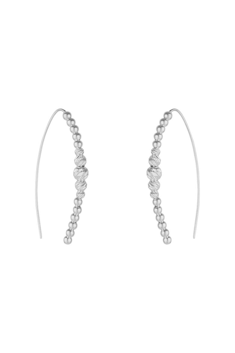 Beaded Pull Through Sterling Silver Earrings, Main, color, Silver