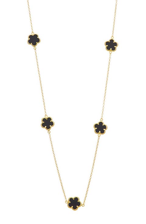 Onyx Flower Station Necklace