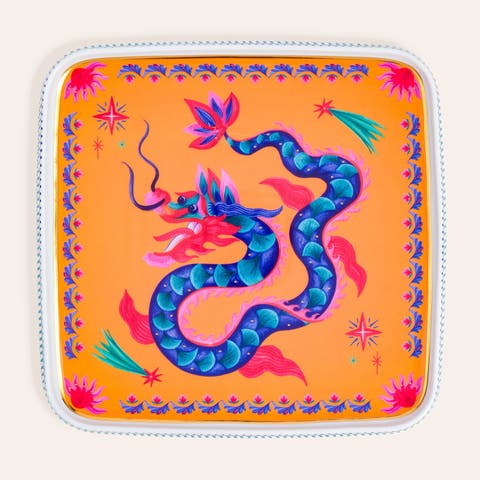 Shekou Porcelain Decorative Tray 11X11X1 In