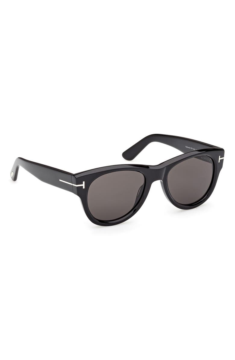 TOM FORD 52mm Round Photochromic Sunglasses, Alternate, color, Shiny Black / Smoke