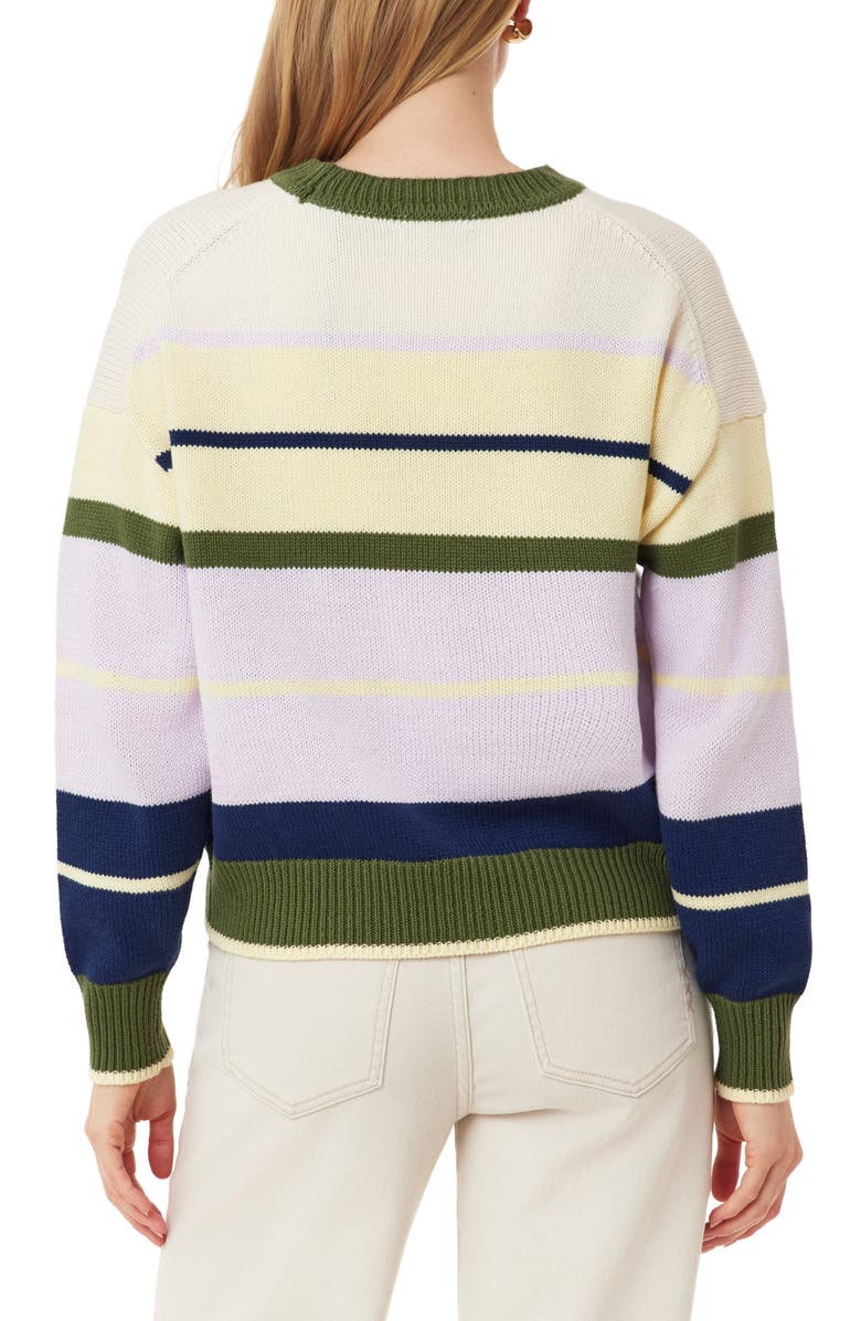 Scotch & Soda Stripe Crewneck Sweater, Alternate, color, Garden Green Mix