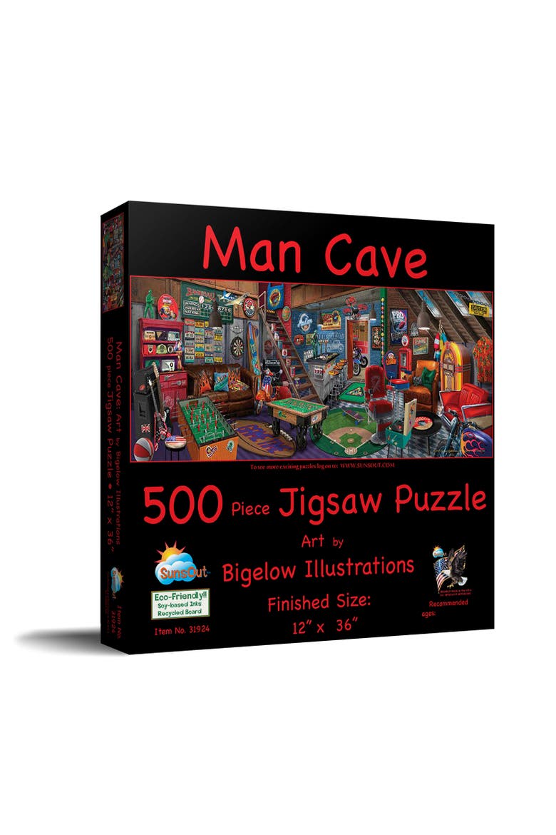 Man Cave 500 piece Jigsaw Puzzle for Adults, Main, color, Multicolor