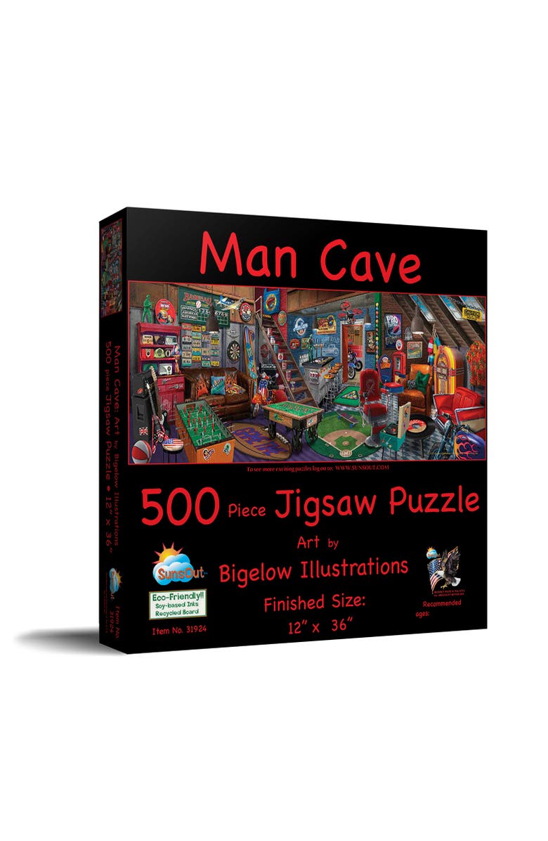 Sunsout Man Cave 500 piece Jigsaw Puzzle for Adults, Main, color, Multicolor