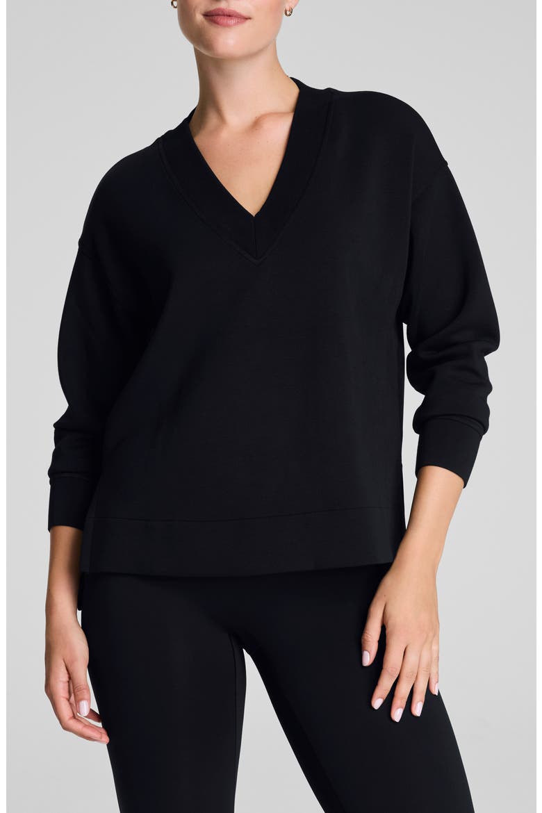 AirEssentials Brushed V-Neck Tunic, Main, color, VERY BLACK