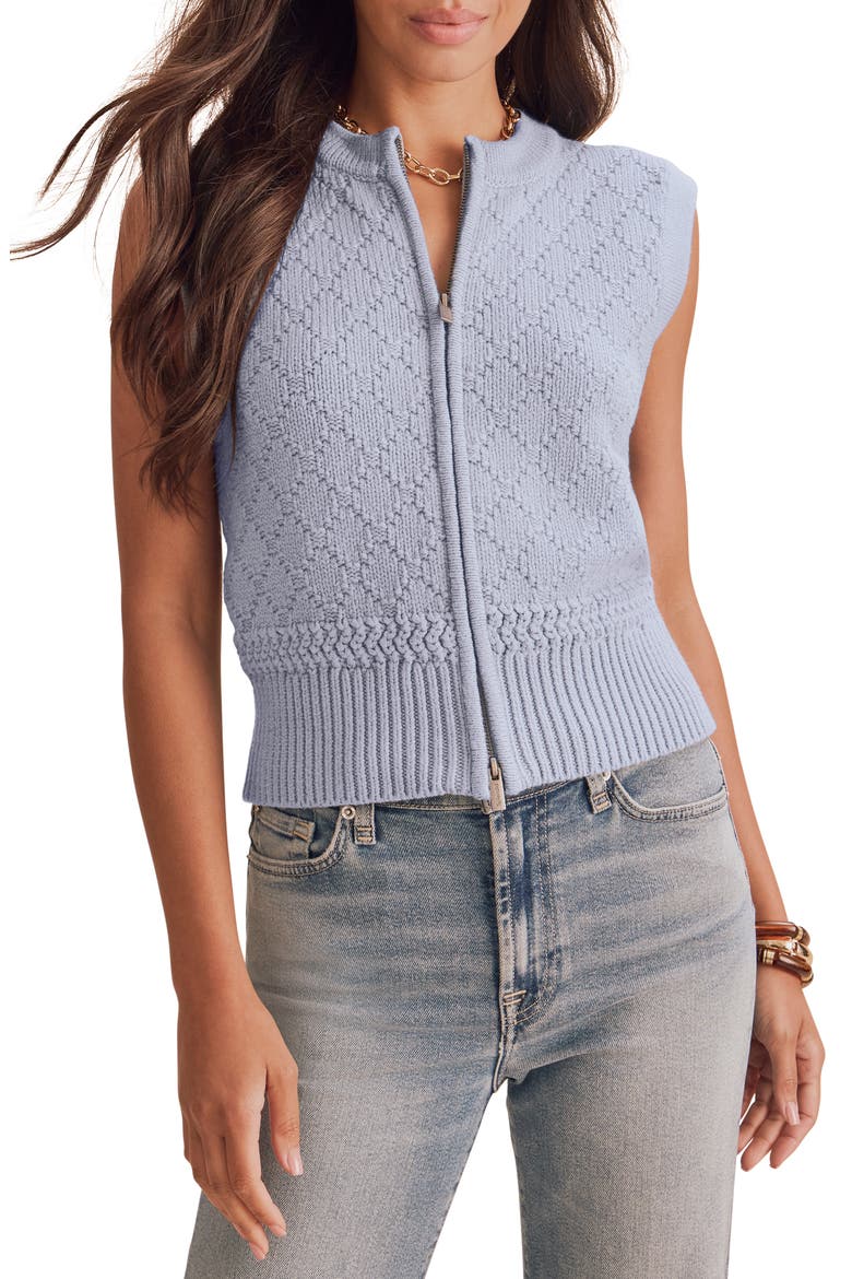 Benson Zip Sweater Vest, Main, color, BLUE MIST