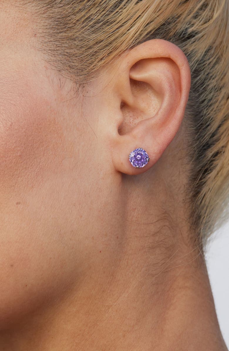 SAVVY CIE JEWELS Floral Faceted Octagonal Cubic Zirconia Stud Earrings, Alternate, color,