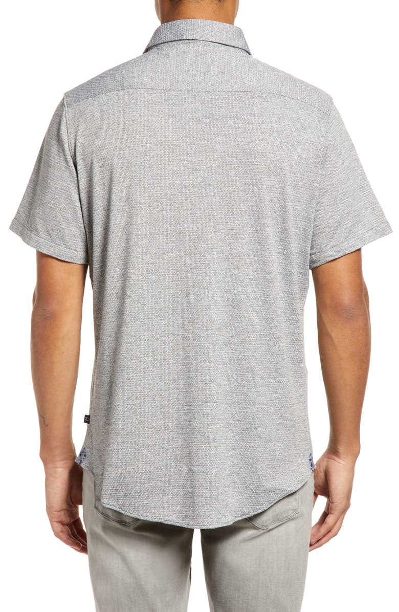 7 Diamonds Vision Of Love Slim Fit Stretch Solid Short Sleeve Button-Up Shirt, Alternate, color, 