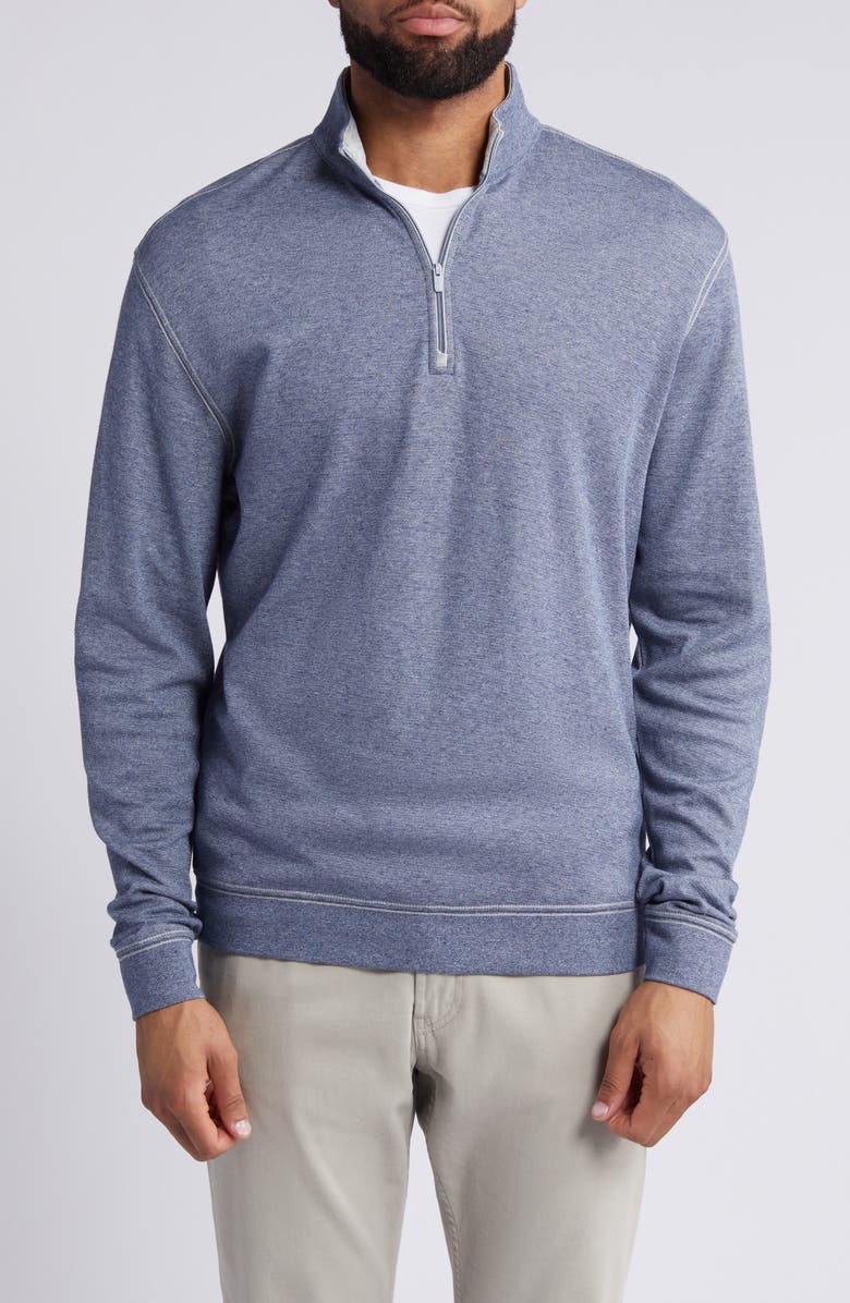 johnnie-O Hanks Heathered Quarter Zip Pullover, Main, color, Navy